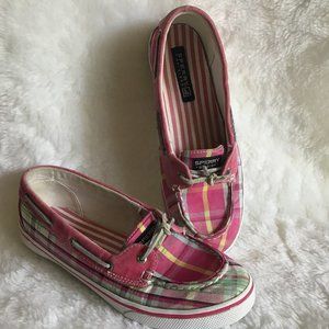 Sperry Pink Plaid Bahama Skimmer Boat Shoes